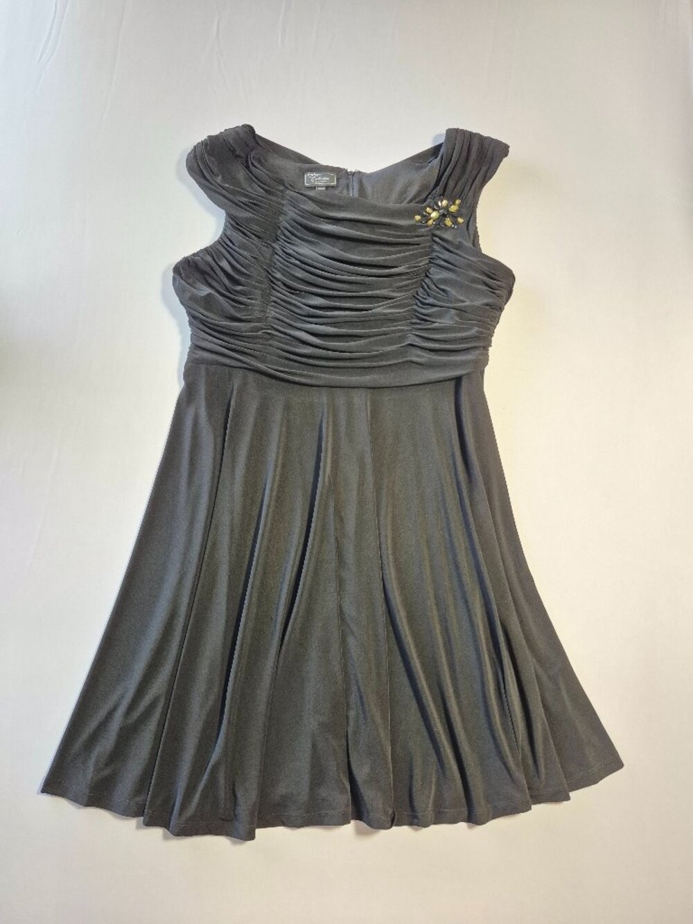 Dressbarn Collection Black Ruched Dress 18 Woman Embellished Plus Size Cocktail